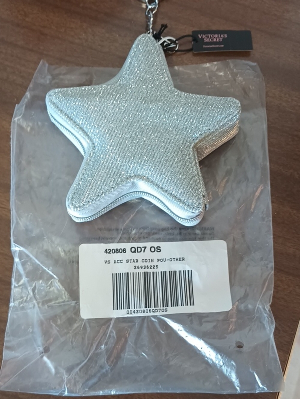 Victoria's Secret Silver Star Coin Pouch Keyring